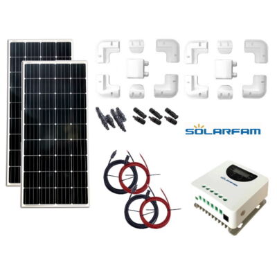 Prémium szolár, napelem csomag lakókocsihoz vagy lakóautóhoz, mono, 340W, MPPT, Solarfam